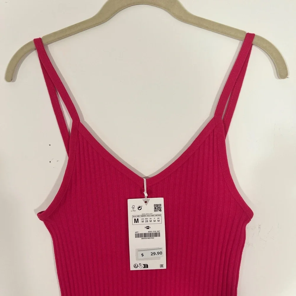 Zara Fuchsia Ribbed Knit Top - Picture 1 of 5